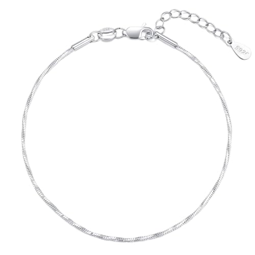 Mujahid 925 Sterling Silver Bracelet - Sterling Silver Chain Bracelet for Women Delicate Thin Chain Jewelry Gift for Women 6.5 to 8 Inches