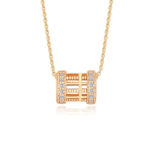 Gold Plated Pendant Necklaces for Women Cubic Zirconia Accent 18 Inch Adjustable Chain Hypoallergenic Gift for Wife Mom Birthday Valentines Day - style: Cylindrical