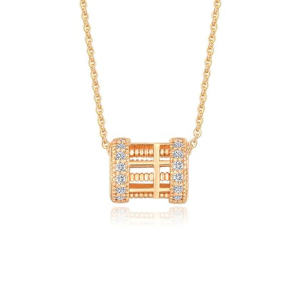 Gold Plated Pendant Necklaces for Women Cubic Zirconia Accent 18 Inch Adjustable Chain Hypoallergenic Gift for Wife Mom Birthday Valentines Day - style: Cylindrical