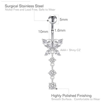Briana Williams Belly Button Ring Belly Rings Belly Button Piercing Gold Belly Button Ring for Women Clicker Belly Ring Belly Piercing Stainless Steel 14g 10mm Blley Navel Rings Piercing Jewelry - color: C1 -4pcs, silver