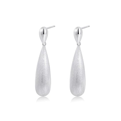Large Geometric Drop Dangle Earrings for Women Pearl Teardrop Disc Rectangle Oval Fishtail Shell Shaped Textured Dangle Studs Earrings for Women - color: Silver-Brushed