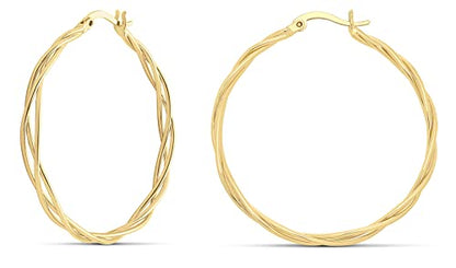 Milla Twisted Hoop Earrings for Women – Hypoallergenic Silver or Gold Statement Hoops – Lightweight & Easy to Wear - color: Gold Plated / 1.6 in / Dainty