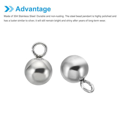 PATIKIL 50pcs Steel Bead Charm, Stainless Steel Ball Bracelet Charm Pendants Metal Round Beads Small Bulk for Jewelry Making - color: Silver Tone, size: 7mm