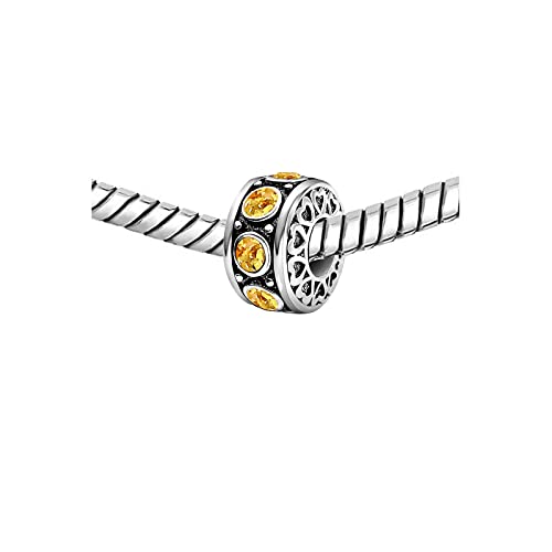 KunBead January-December Birthstone Birthday Heart Bead Charms Compatible with Pandora Bracelet for Mom Daughter Grandma Granddaughter Nana Auntie Wife Sister Best Friend - color: NOV