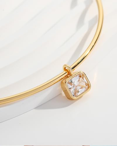 Gold CZ Choker Necklace Trendy Statement | Gold choker necklace, CZ pendant, Adjustable chain, Dainty statement, Summer gift, Gift for women, Lightweight - style: 23490