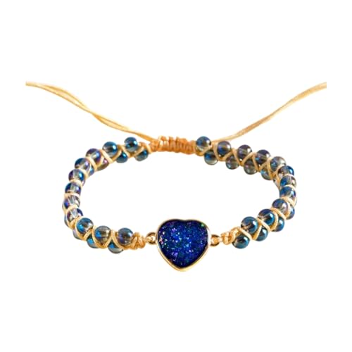 YGLINE Stone Bead Yoga Meditation Bracelet Healing Crystal Double Layer Natural Gemstone Beaded Relax Anxiety Bracelets for Women Men - color: navy blue