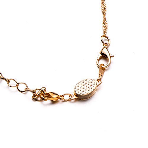 Locking Magnetic Jewelry Clasp for Necklace and Bracelet, Gold and Silver | Built-in Safety Locking, Light Small Extender, Lobster Clasps, Pineapple Texture, Metallic Finishes - color: Pineapple Gold and Silver
