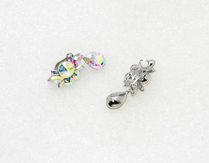 Faship Statement Dangling Floral Clip On Earrings For Women - color: AB