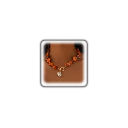 Boho Chunky Shell Necklace for Women Baroque Pearl Pendant Necklaces Irregular Shell Beaded Choker Necklace Trendy Vacation Jewelry Accessories - color: Brown