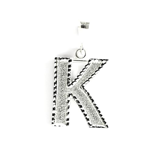 Personalized 1.0 Inch Solid.925 Sterling Silver Initial A-Z Charm - style: K