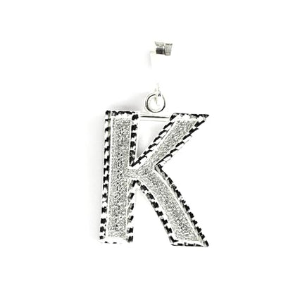 Personalized 1.0 Inch Solid.925 Sterling Silver Initial A-Z Charm - style: K