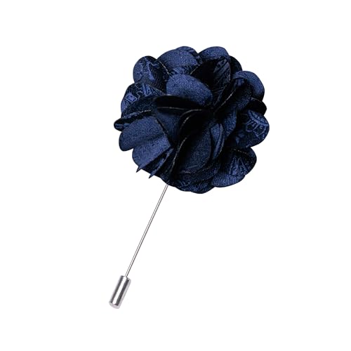 JEMYGINS Mens Paisley Tie and Lapel Pin Necktie Pocket Square and Tie Clip with Sets for Business Casual 4PCS - color: Navy Blue