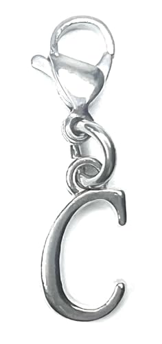 Initial Italic Cursive Stainless Steel Clasp Clip on Charm Graduation Cap Tassel Event Party Invitation Card Baby Shower Birthday Thank You Celebration Personalized Congratulations Choice of 26 Letters - style: Letter C