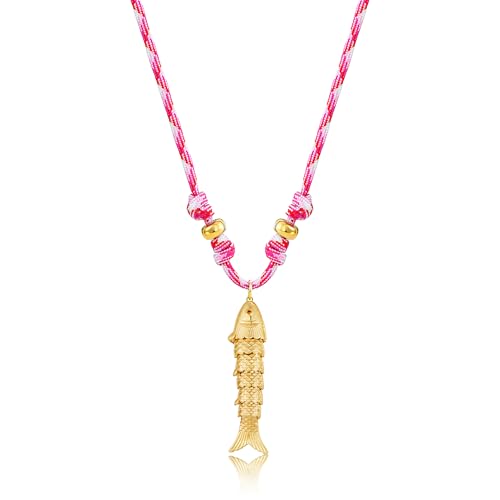 YUJIE Dainty Fish Pendant Necklace for Women 14k Gold Plated Ocean Fish Charm Necklace Summer - color: rope fish