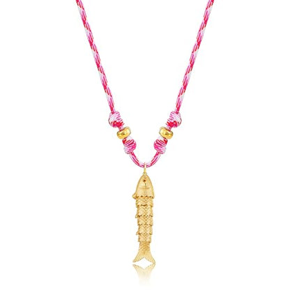 YUJIE Dainty Fish Pendant Necklace for Women 14k Gold Plated Ocean Fish Charm Necklace Summer - color: rope fish
