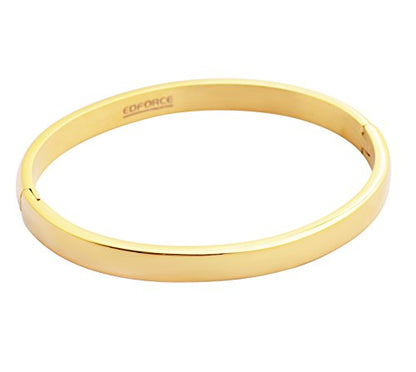 Women's Stackable Bangle Bracelet Hinged Oval-Shape - color: Gold, size: Large 7.5"Inches