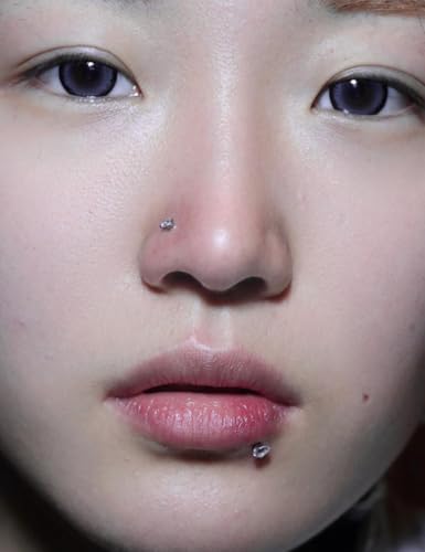 20G 18G 16G Threadless Lip Labret Medusa Monroe Nose Piercing Jewelry Surgical Steel Snake Bites Lip Rings Flat Back Push in Cartilage Tragus Helix Conch Earring Stud 6mm 8mm 10mm Bars - color: Silver-18G（1.0mm) - Bars:6mm - Hinged Clicker Rings:8mm 10mm