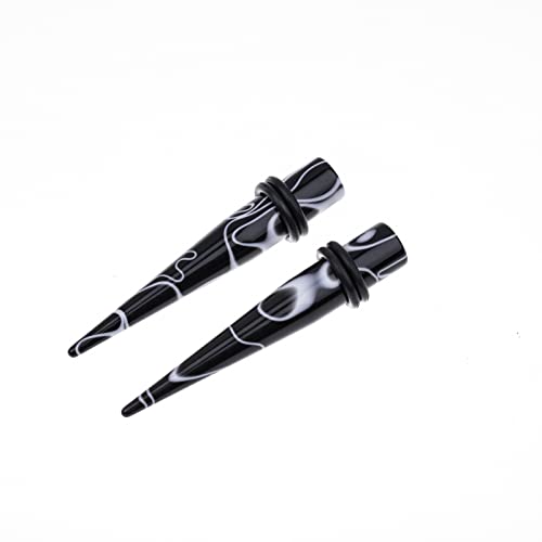 50 PCS Ear Stretching Kit 14Gauges-00Gauges Earring Marble Acrylic Taper Piercing Jewlery Sets - color: Black