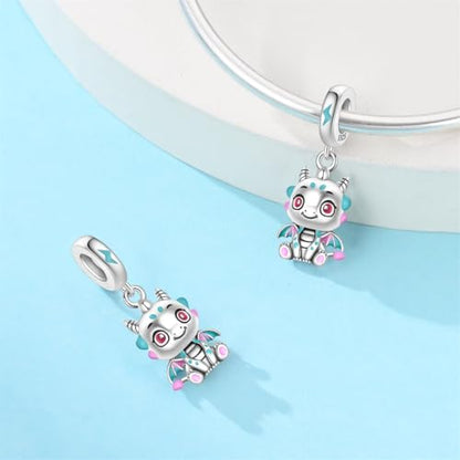 Charm for Bracelets and Necklaces Heart Cat Flower Boy 925 Sterling Silver Bead Birthday Jewelry Gift for Women - color: Cute Dragon Charm