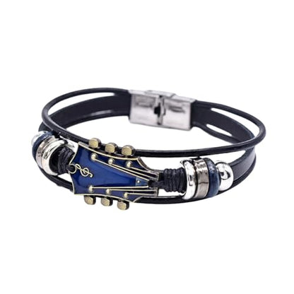 Leather Strap Elegant Wrist Jewelry Multilayer Wristband Everyday Wear Suitable for Various Occasion Multilayer Wrap - color: Blue