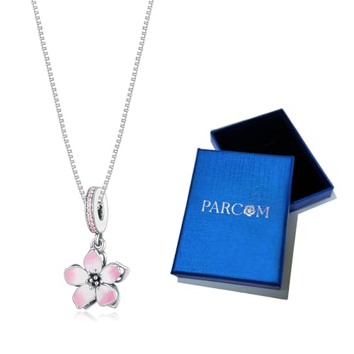 925 Sterling Silver Dainty Necklaces for Women Pendant Jewelry Gift for Her | Hypoallergenic Ocean Animal Love Cherry Blossom Jewelry, Ideal Valentine Birthday Christmas Graduation Gift for Wife Mom - color: Pink Cherry Blossom