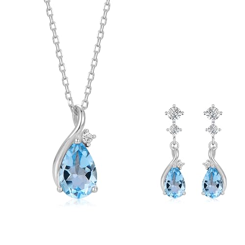 immobird 925 Sterling Silver Infinity Birthstone Jewelry Set Teardrop | Birthstone Necklace and Earring Set, Small Pear-shape Pendant, Drop Earring, Timeless Gift for Her, Daily Wear, Nice Gift Box - color: 11a-Nov.