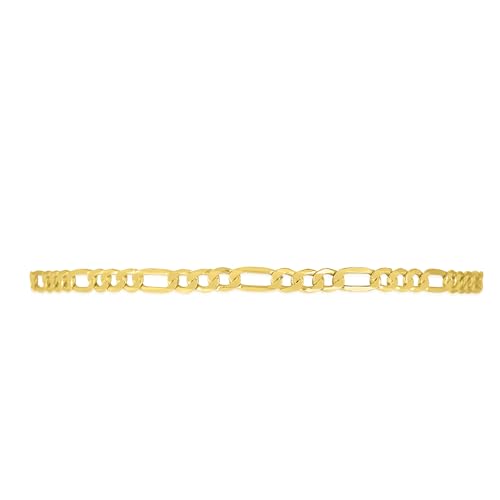 Floreo 10k Yellow Gold 3.5mm Lite Figaro Chain Link Bracelet or Anklet