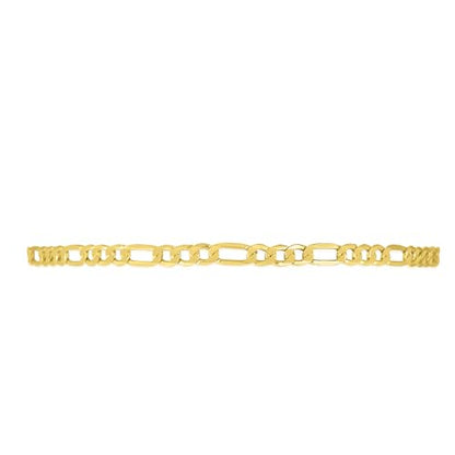 Floreo 10k Yellow Gold 3.5mm Lite Figaro Chain Link Bracelet or Anklet