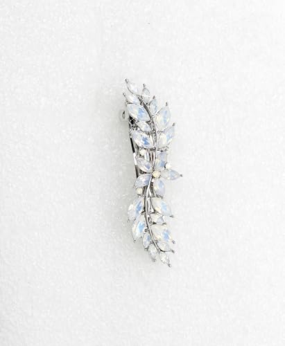 Faship White Opal Rhinestone Crystal Small Floral Hair Barrette Clip - color: White Opal
