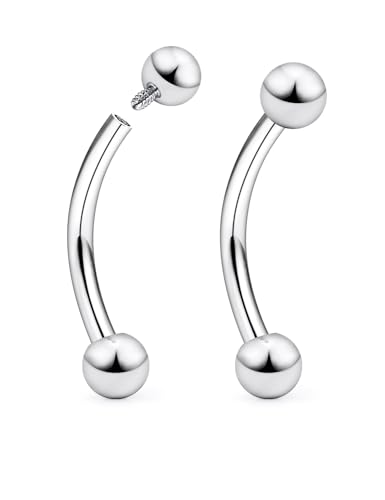 16g/18g/20g Titanium Internally Threaded Eyebrow Piercing Jewelry Vertical Labret Lip Jewelry Curved Barbell Tiny Eyebrow Ring Rook Earring Small Belly Button Ring for Women Men - color: ball,16g,bar:10mm