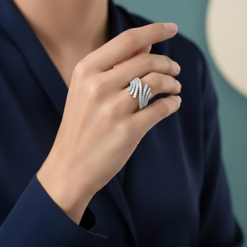 1/2 Carat Bypass Statement Diamond Ring in 10K Gold - color: White Gold