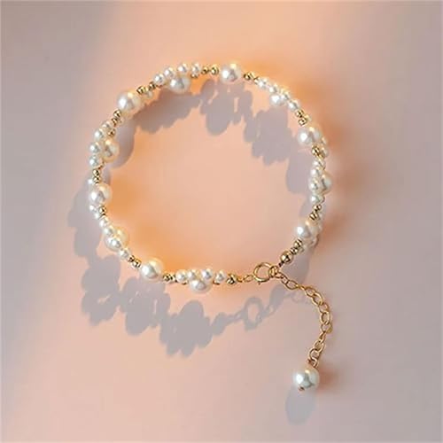 Pearl Bracelets for Women Dainty Gold Pearl Stretch Stackable Bracelet Bridesmaid Wedding Jewelry Gifts Prom Wedding Guest Dress - color: B:Gold Pearl Bracelet
