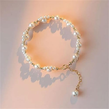Pearl Bracelets for Women Dainty Gold Pearl Stretch Stackable Bracelet Bridesmaid Wedding Jewelry Gifts Prom Wedding Guest Dress - color: B:Gold Pearl Bracelet