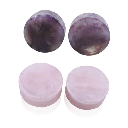2 Pcs Amethyst Organic Stone Ear Gauges Earrings Plugs Jewelry 5mm(4g) - size: 14mm(9/16")