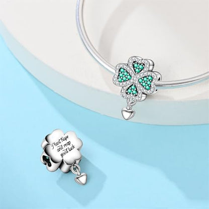 HappyStar 925 Sterling Silver Animal Dogs Charms Pendants fit Pandora Bracelets Necklaces Flowers Sports Travel Charms for Bracelets Women Jrwelry Gifts(with one Spacer Bead Charms) - style: Good Luck Clover Beads