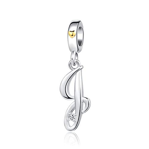 Silver Initial A-Z Letter Charm Compatible Pandora Charm Bracelets for Women Jewelry - style: J