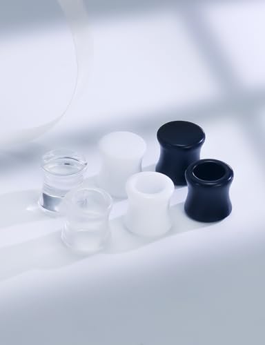 Ears Gauges Tunnels Plugs for Women Acrylic Solid Tunnel Ear Gauge Stretching Kit 6G to 1 1/4 Inch (4MM- 30MM) Expander Stretcher Plug Earrings Piercing Jewelry for Women Black White Clear - style: almost 1/2 inch, Black White Clear