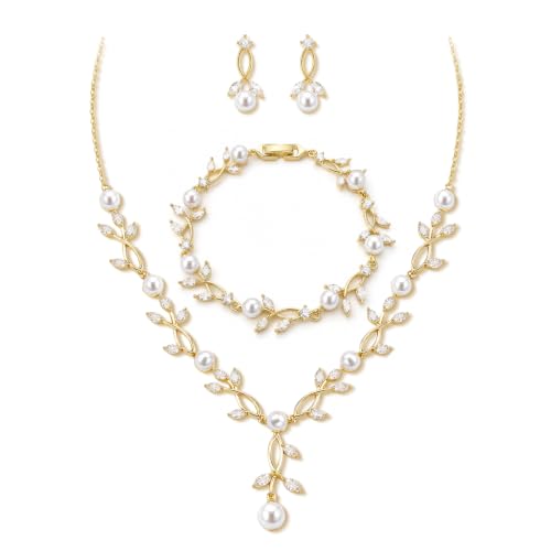 Zeffy Pearl Necklace 4MM/6MM/8MM Dainty Round Imitation Pearl Choker Necklace Wedding Pearl Necklace Delicate Jewelry for Women Simple Bridesmaid Jewelry Gifts - style: Wedding Pearl Necklace+Bracelet+Earrings