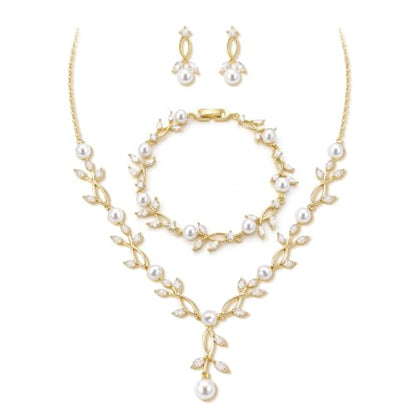 Zeffy Pearl Necklace 4MM/6MM/8MM Dainty Round Imitation Pearl Choker Necklace Wedding Pearl Necklace Delicate Jewelry for Women Simple Bridesmaid Jewelry Gifts - style: Wedding Pearl Necklace+Bracelet+Earrings