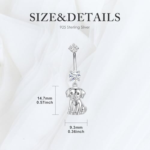 Belly Button Rings 925 Sterling Silver Belly Piercing Jewelry Hypoallergenic Navel Rings Gifts for Women - style: Dog