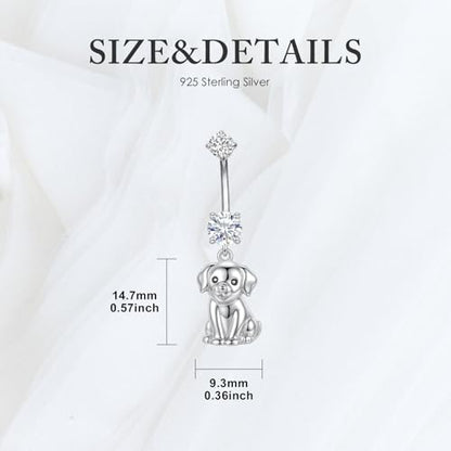 Belly Button Rings 925 Sterling Silver Belly Piercing Jewelry Hypoallergenic Navel Rings Gifts for Women - style: Dog