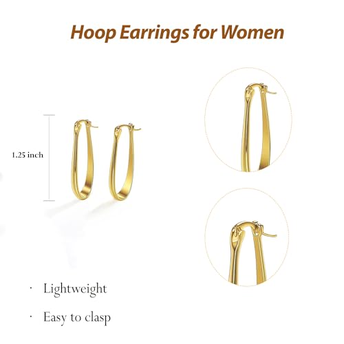 Earrings for Women, Saguine Chunky 14K Gold Plated Hoop Earrings Trendy | Chunky Earring, Big Large U-Shape Drop Twist Dangle Statement Stud Hoops Earrings, Jewelry for Women Gifts - style: U Shape Hoops