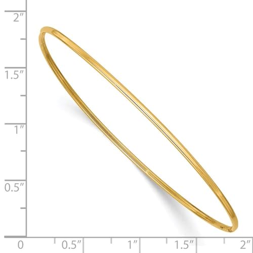 14k Gold 1.5mm High Polished Slip-on Bangle Bracelet, 8 Inches - color: Yellow