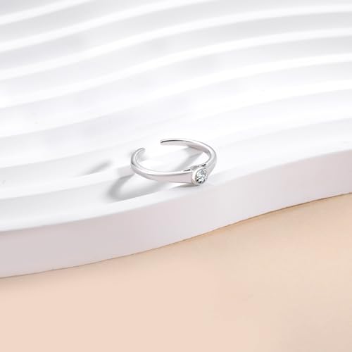 0.1CT Moissanite Toe Ring for Women - 925 Sterling Silver Moissanit Jewelry | Adjustable Bezel Set Solitaire Toe Ring D Color VVS1 Summer Beach Open Toe Rings Foot Jewelry