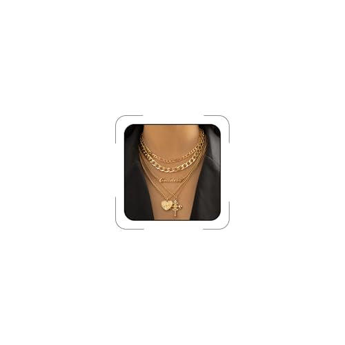 CSIYANJRY99 Layered Gold Necklaces for Women Chunky Gold Necklace Stack Layered Cuban Paperclip Snake Chain Necklace Retro Coin Dainty Pendant Toggle Clasp Necklace - style: Gold Goddess
