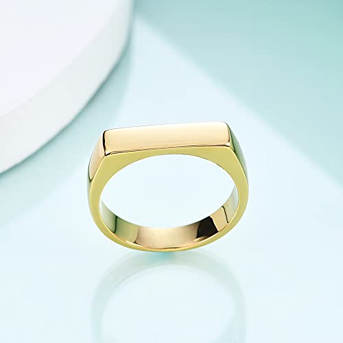 VQYSKO 14K Gold Plated Signet Ring | Statement Band Jewelry for Women - color: Rectangle Gold