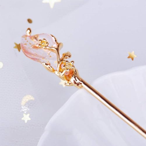 Gold Vintage Hair Sticks with Rhinestone, Metal Hair Fork Hair Chopsticks, 1 Hair Accessory Package