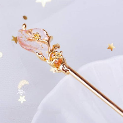 Gold Vintage Hair Sticks with Rhinestone, Metal Hair Fork Hair Chopsticks, 1 Hair Accessory Package