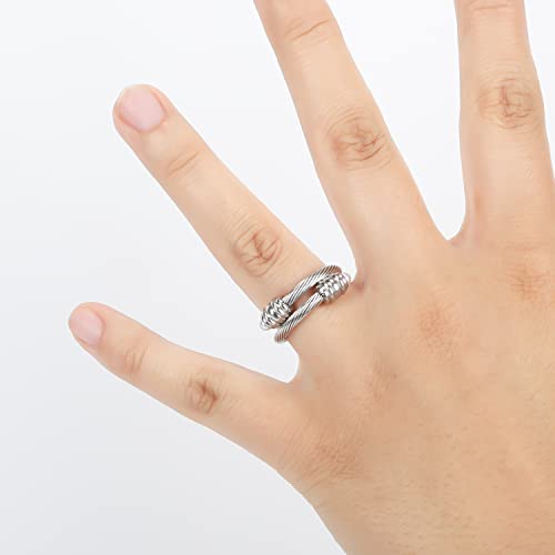 Cable Ring, a Cuff Pearl Ring Designed to Fit Finger Circumference Between 70mm-90mm - color: silver