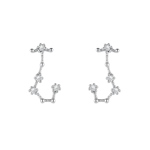 925 Sterling Silver CZ Horoscope Zodiac 12 Constellation Astrology Ear Crawler Post Earrings Gift for Mom Women Mothers Day/Valentines Day/Birthday/Christmas/Anniversary - style: Scorpio (Oct 23 - Nov 21)